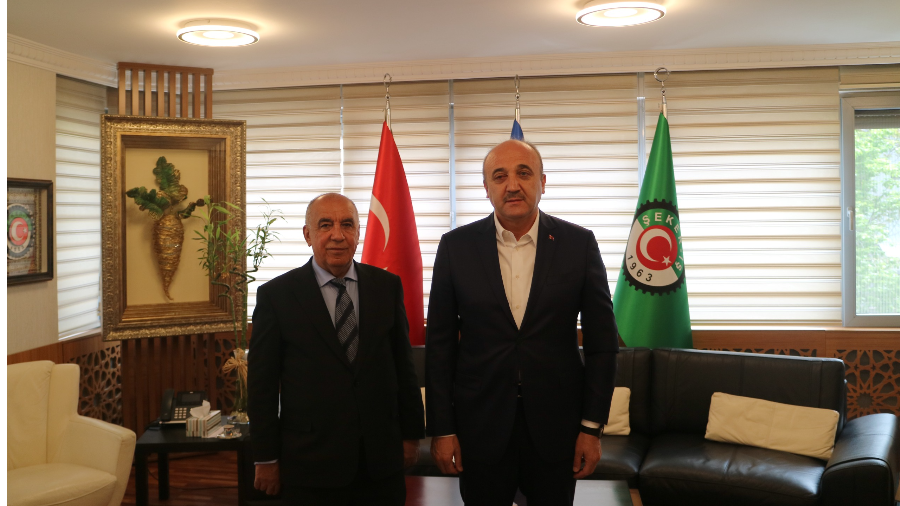 Çimse-İş Sendikası Genel Başkanı Zekeriye Nazlım'dan Şeker-İş Genel Başkanı İsa Gök'e Hayırlı Olsun Ziyareti